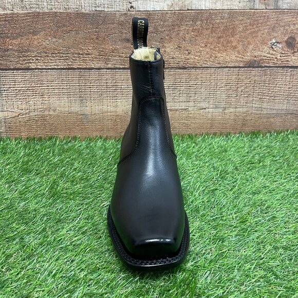 Men's Western Rodeo Genuine Black Leather Half Boots with Zipper Dubai Toe 266 - Picture 5 of 7